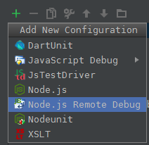 Adicionar configuração de depuração remota do Node.js