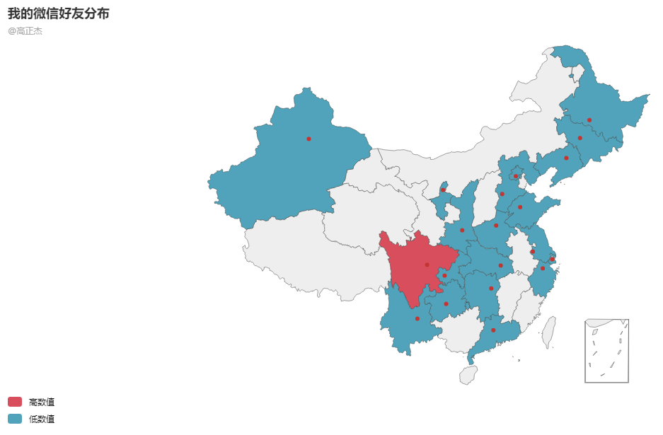 将好友的地点按照省份进行统计