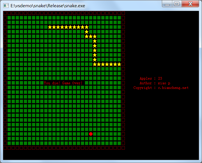 C语言贪吃蛇小游戏演示和说明
