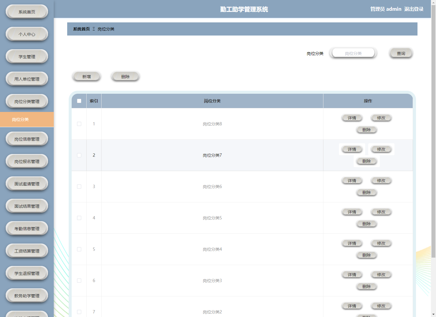 8.管理员-岗位分类管理
