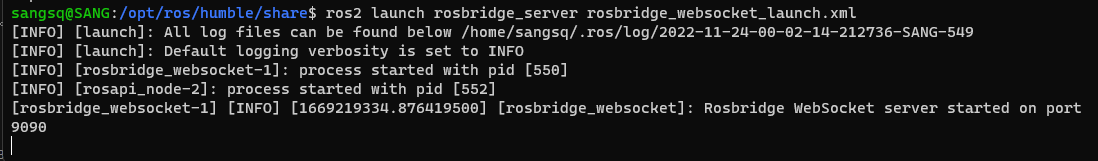 启动 Rosbridge