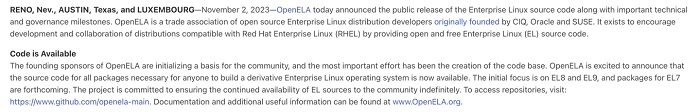 OpenELA 正式公开 Enterprise Linux 源代码