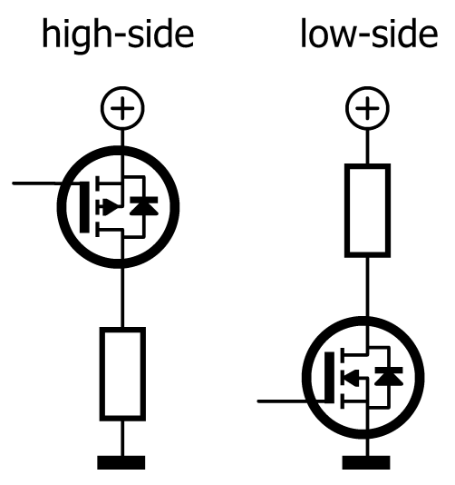 Схема хай. High Side MOSFET Switch. High Side Switch схема. MOSFET as Low Side Switch. Мосфет a60b.