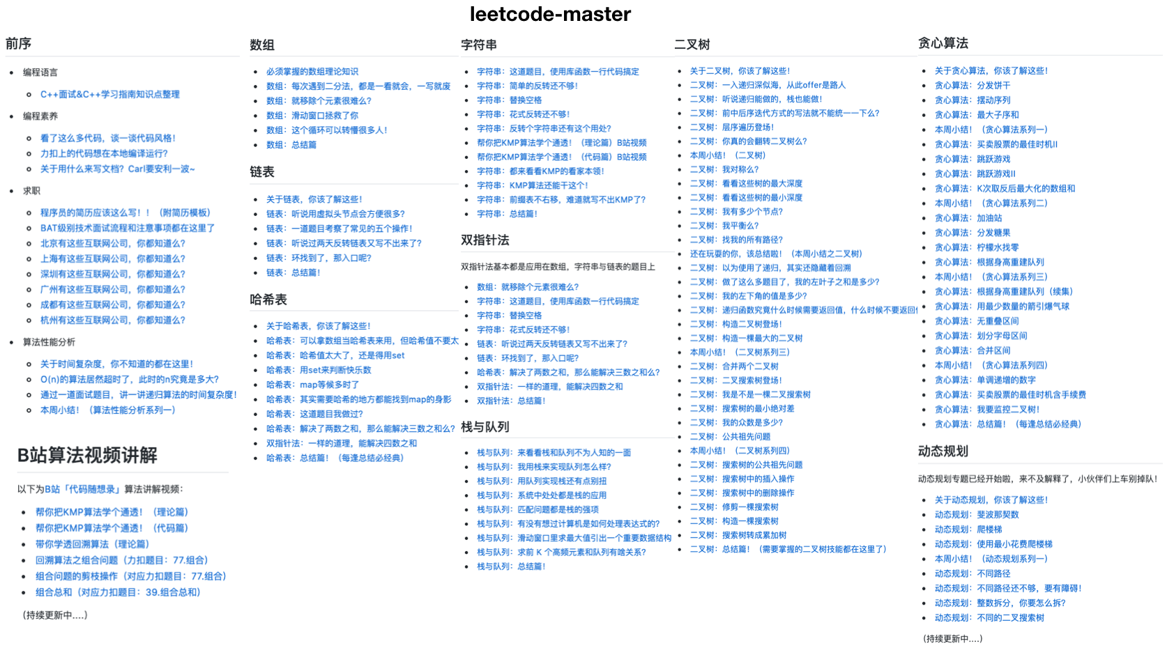 BAT程序员总结的力扣刷题指南，已经在Github了！！刷题顺序，优质题解一网打尽！