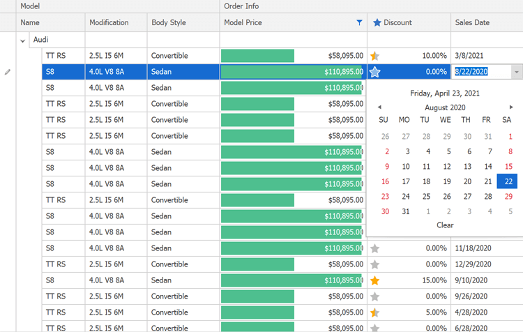 DevExpress WinForms TreeList コントロール アトラス