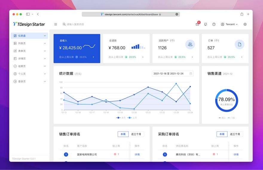 tdesign 中后台框架