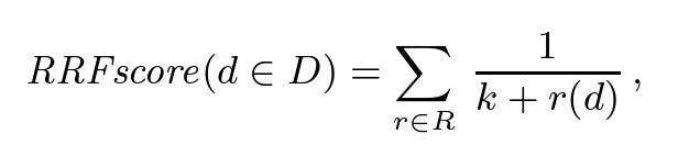 RRF algorithm where k=60