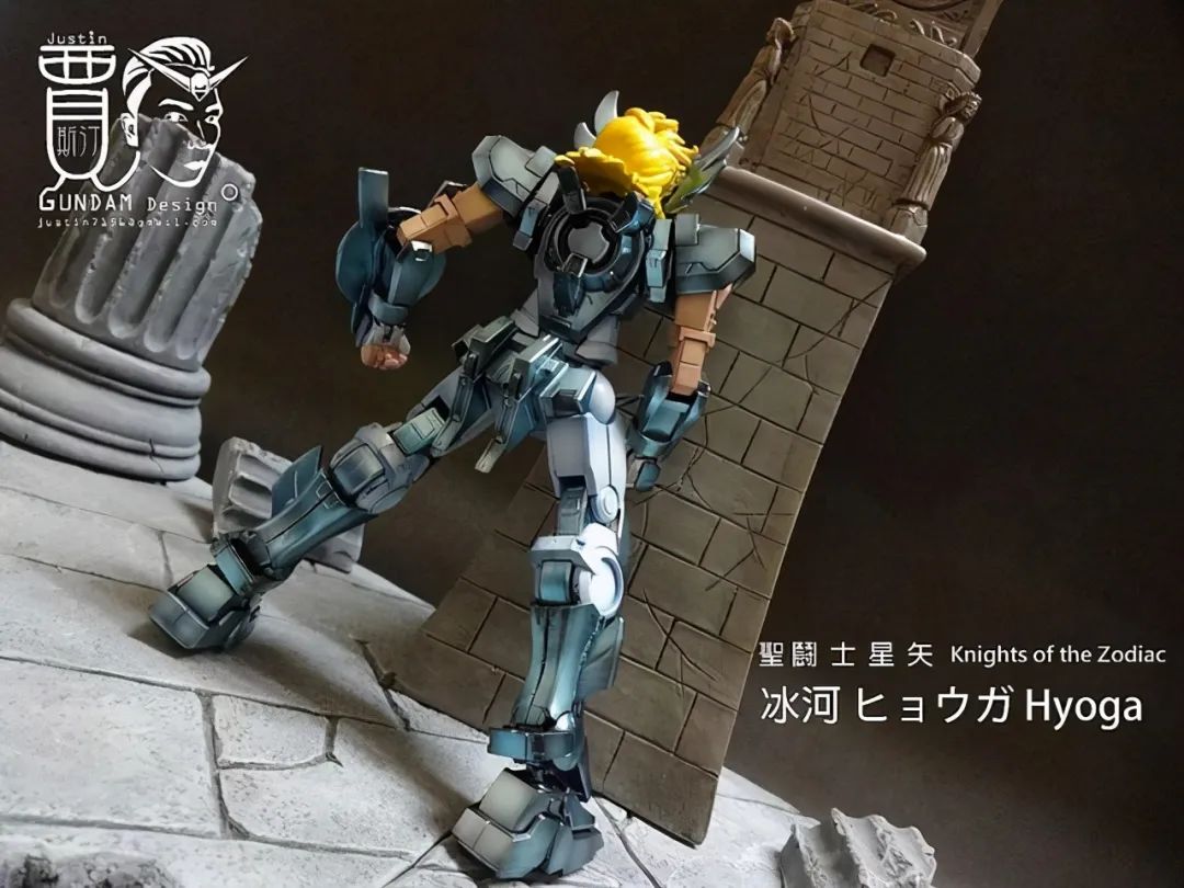 凤凰座一辉这个就很容易看出来是用什么高达模型改的了,从胸甲就可以