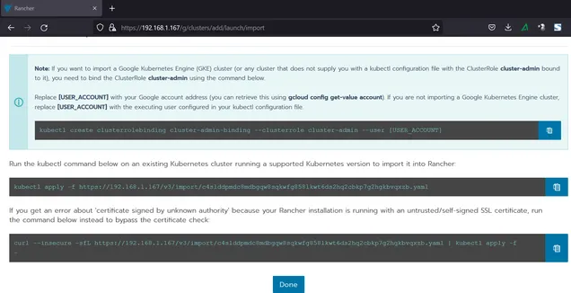 Rancher-WebUI-Cluster-Import-Commands