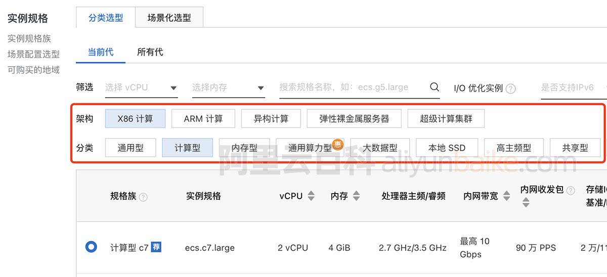 阿里云服务器x86计算架构ECS实例规格汇总