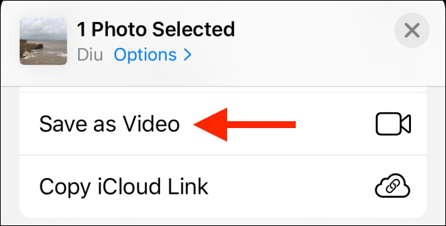 Tap "Save as Video."