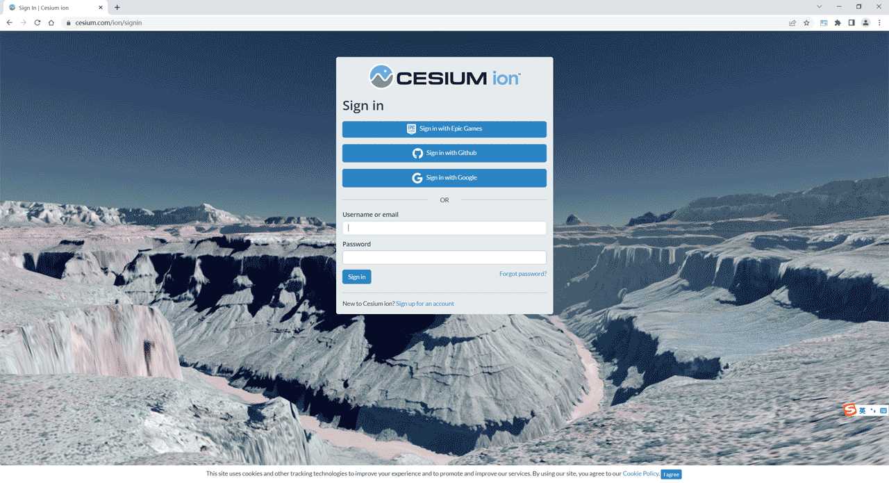 Sign in to Cesium ion with Your Google, GitHub, or Epic Games Account –  Cesium