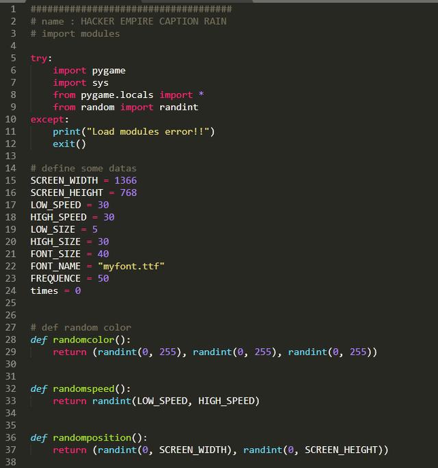 自学python一周，看我如何用python实现黑客帝国字母雨（附源码）