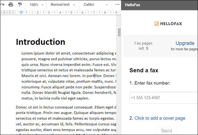 HelloFax add-on