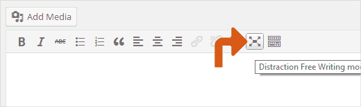 Fullscreen or Distraction Free Writing Mode button in WordPress post editor Fullscreen or Distraction Free Writing Mode button in WordPress post editor