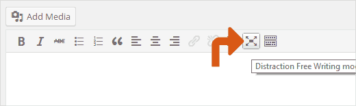 Fullscreen or Distraction Free Writing Mode button in WordPress post editor