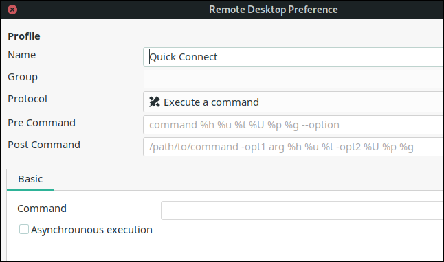 The "Remote Desktop Preference" dialog.