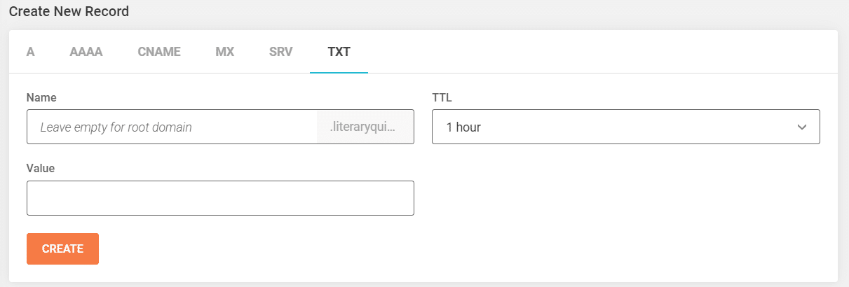 创建新的TXT记录