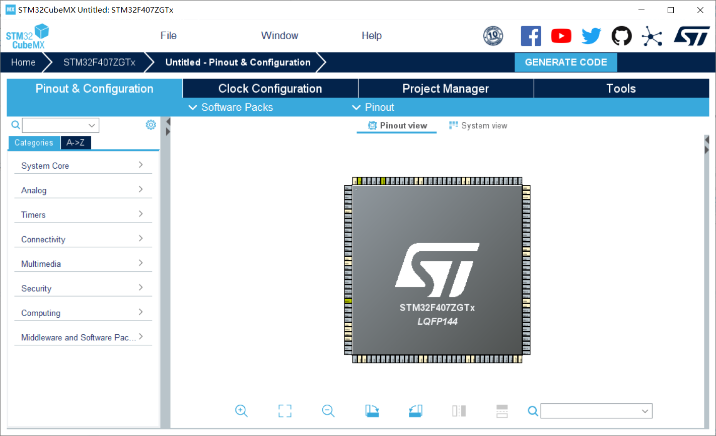 STM32CubeMX Pinout & Configuration