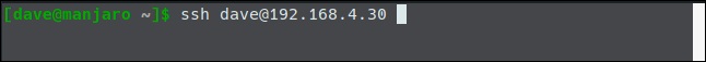 The "ssh dave@192.168.4.30" command in a terminal window.