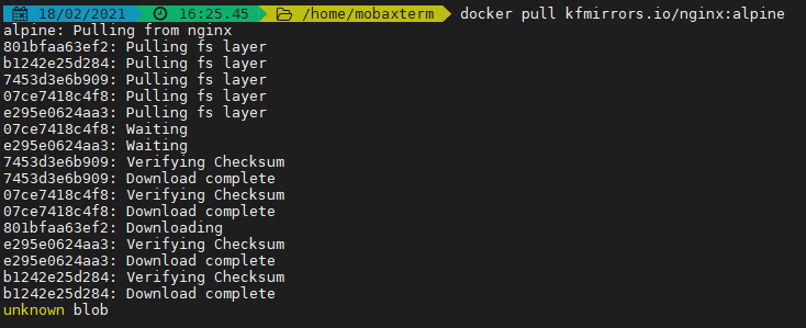 docker for mac unknown blob