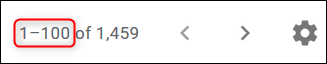 The Gmail app indicating that it's showing "1-100 of 1,459" emails.