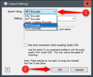 MP3 encoder import