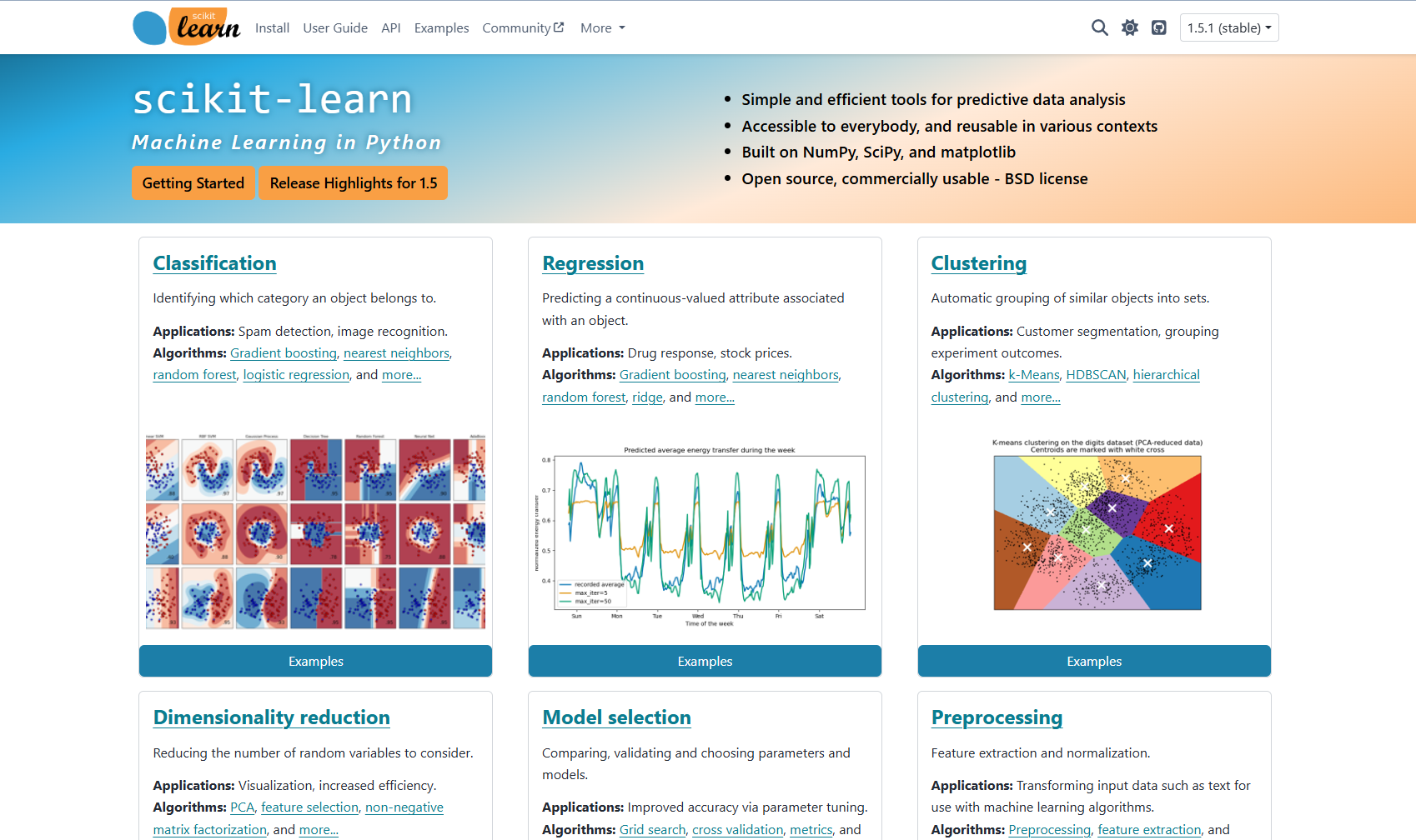 scikit-learn主页