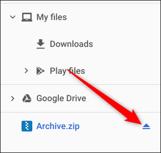 After you're finished, click the eject icon to unmount the ZIP file from the app