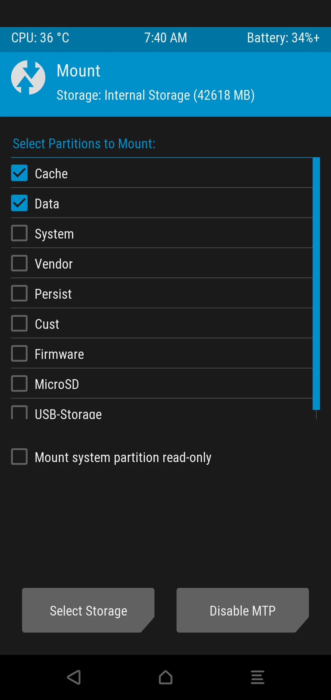 TWRP Mount Section