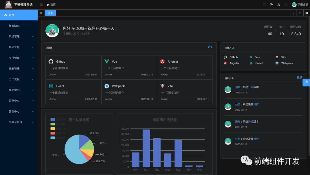 芋道管理后台：基于 Vue3 和 Element Plus 的全能型企业管理系统