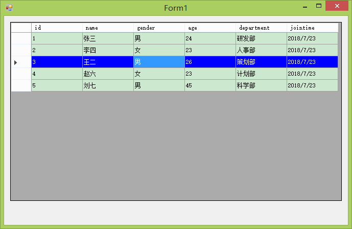 C#编程-76:DataGridView当前行显示不同颜色 C#编程-76:DataGridView当前行显示不同颜色