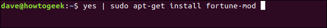 piping yes into apt-get in a terminal window