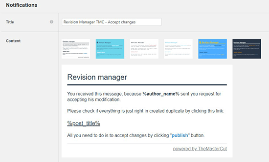 Notification for revision manager