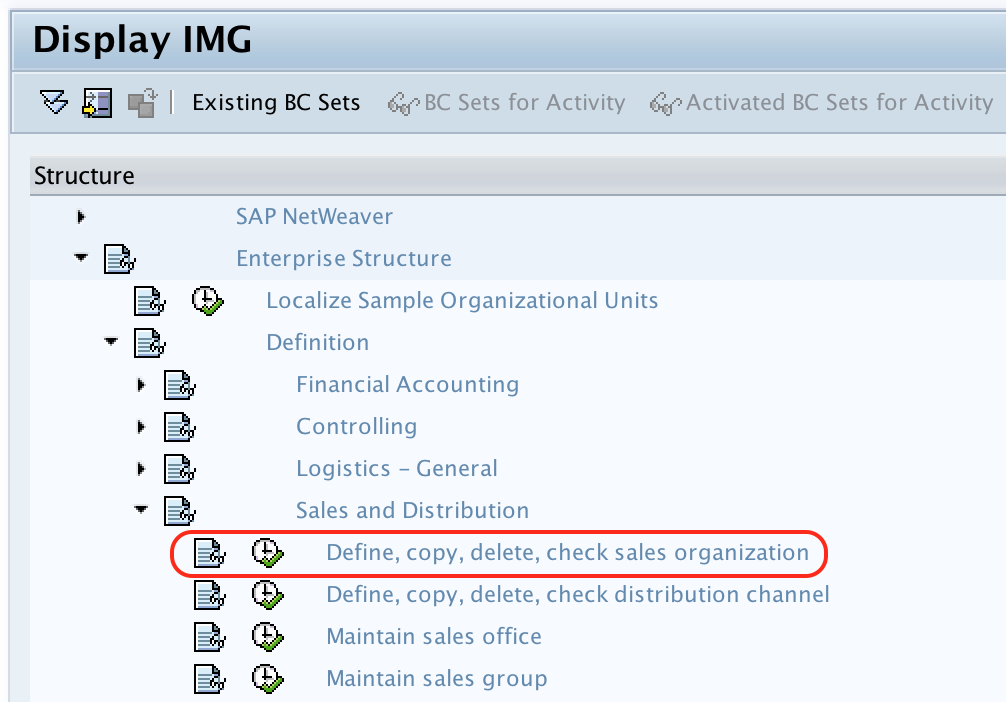 define, copy, delete, check sales organization sap