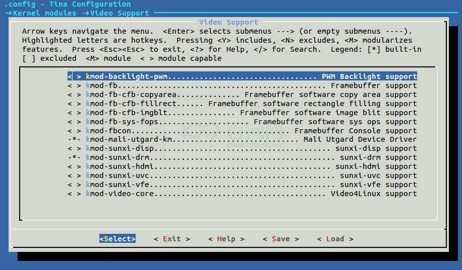 图8-3: Kernel modules配置