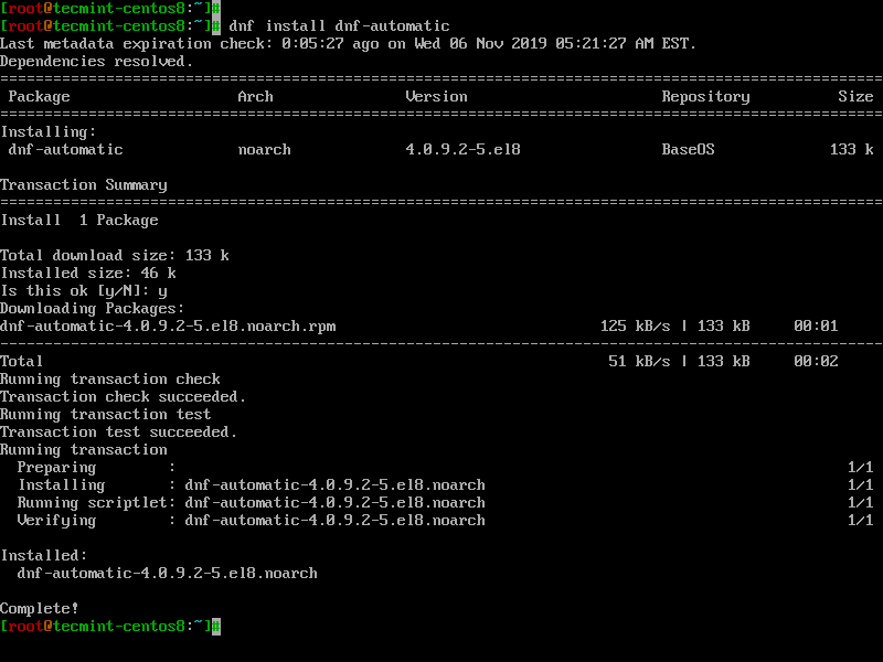 Install dnf-automatic in CentOS 8