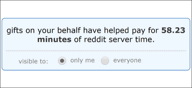 Minutes of funded server time for a user on the old Reddit site. 