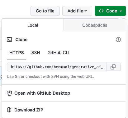 图 3.3：Github 用户界面（UI）中的下载选项。