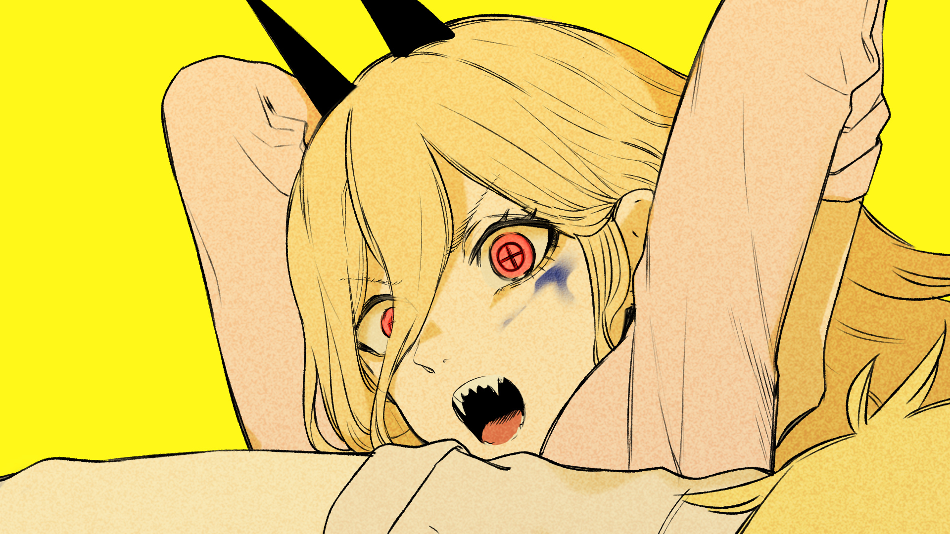 Anime 1920x1080 Chainsaw Man manga drawing Power (Chainsaw Man) red eyes blonde anime girls