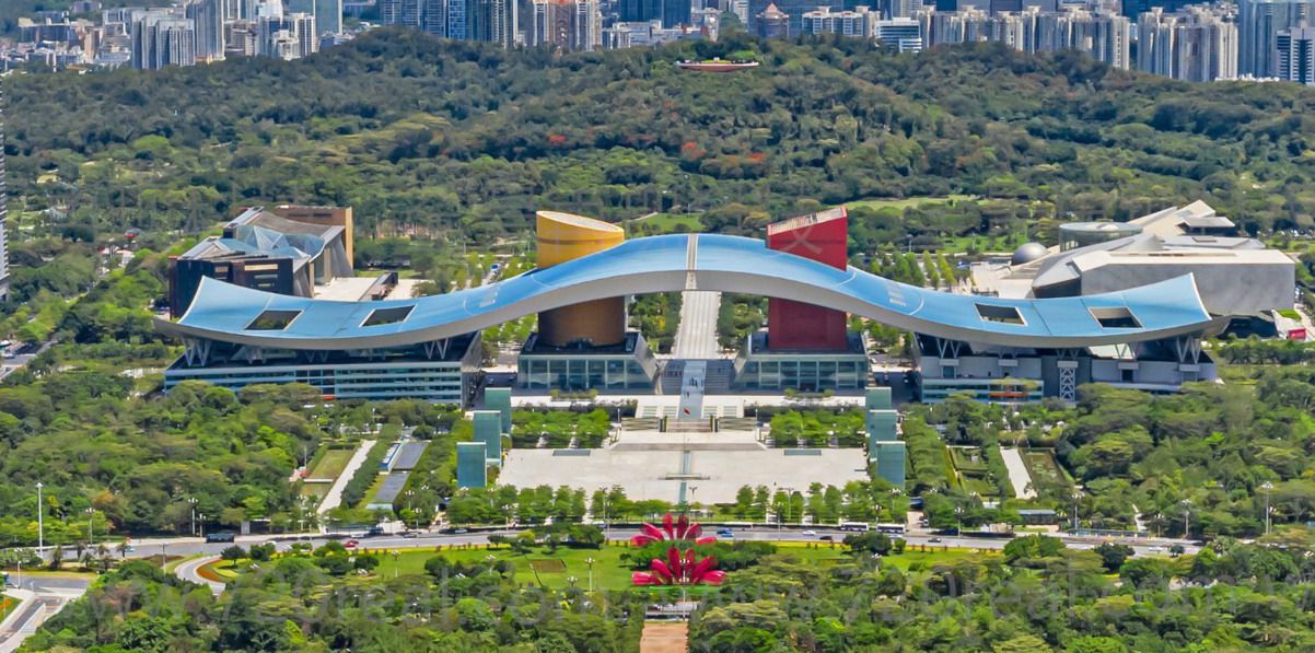 深圳市福田区中心区市民中心航拍全景