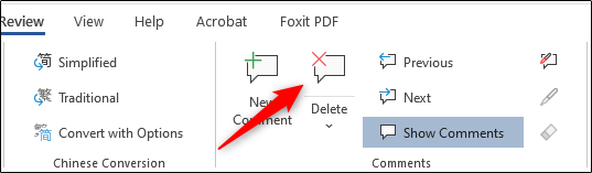 Delete Comment from ribbon