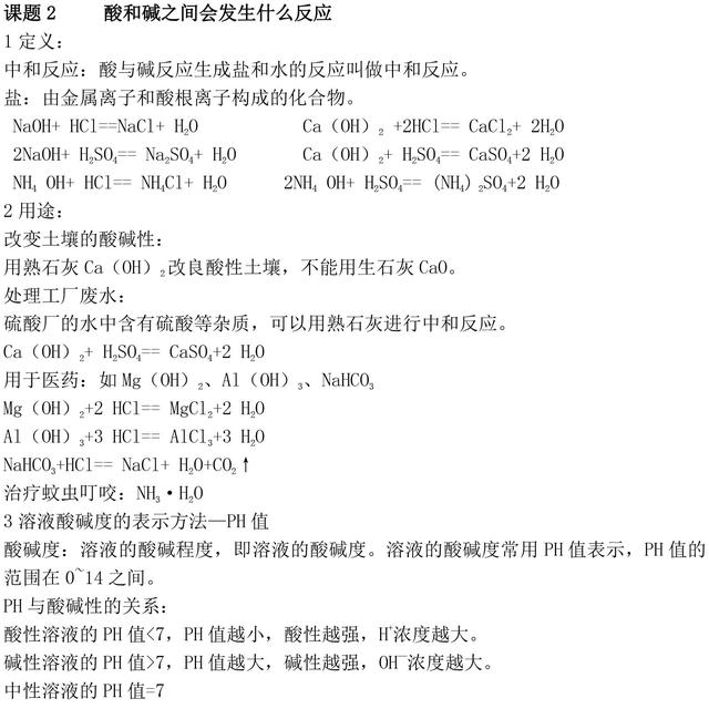 初中化学知识点总结（人教版）