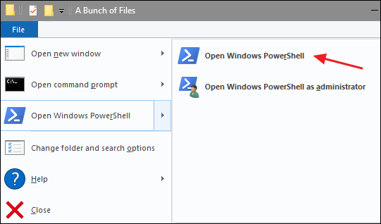 Click File Open Windows PowerShell Open Windows PowerShell.