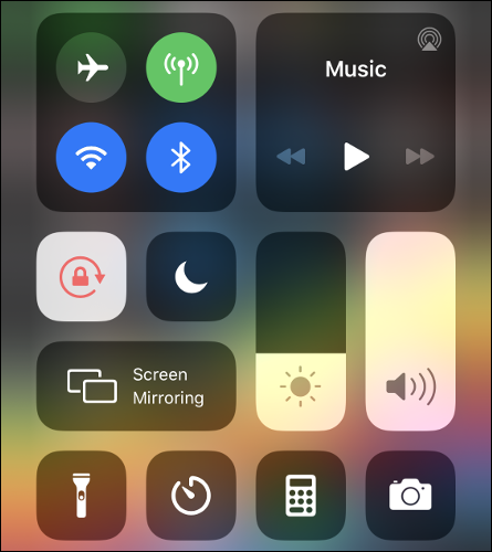 Control Center on iOS.