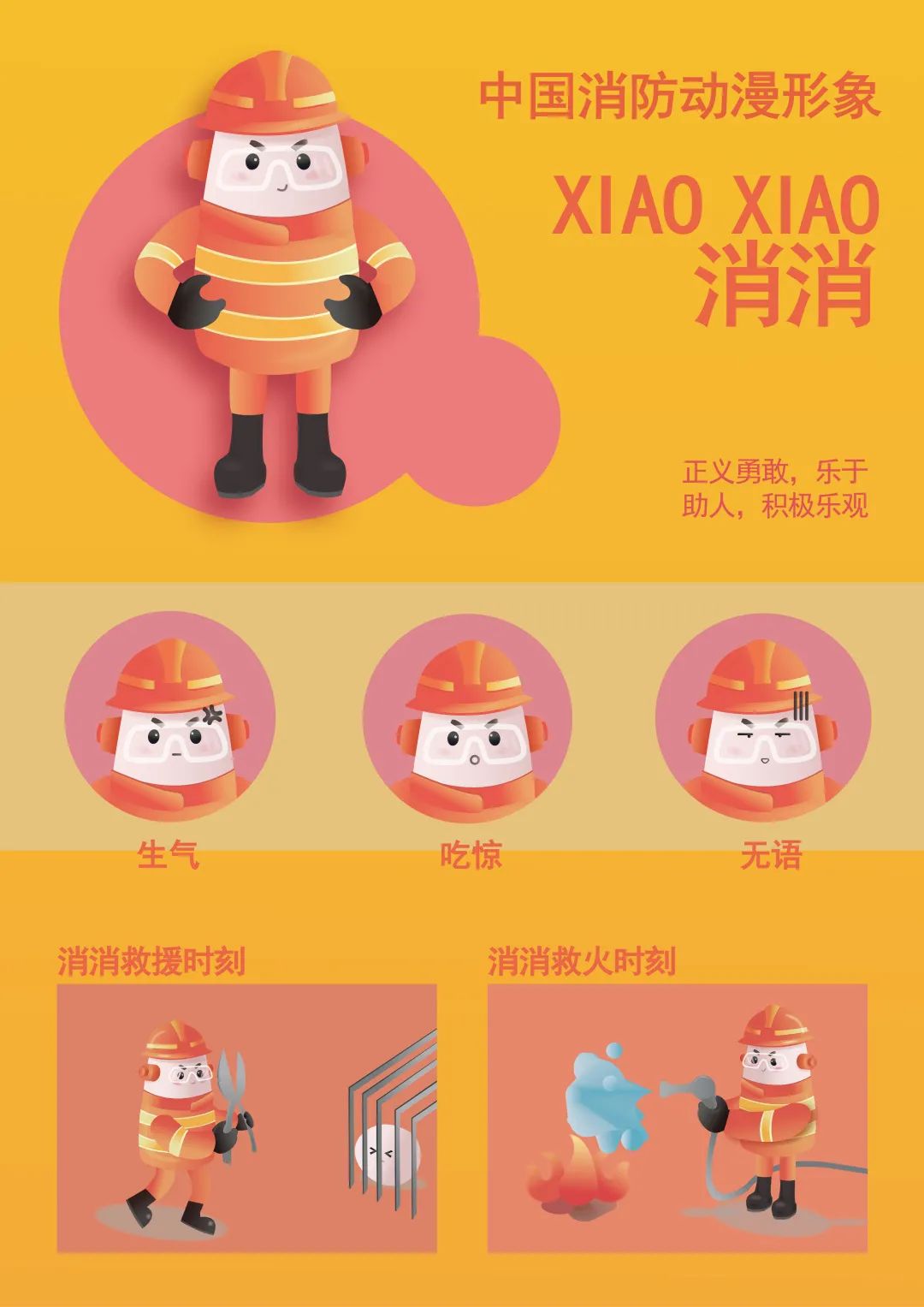 得力助手消防员的消防机器人奋战20天中国消防员卡通形象设计为你打个