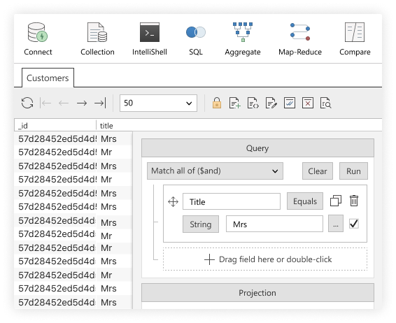 Visual Query Builder - One of many ways to query in MongoDB GUI, Studio 3T