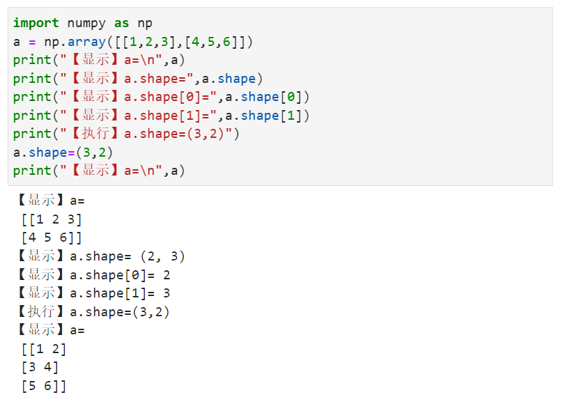 矩阵形状的读取和改变ndarray.shape()方法