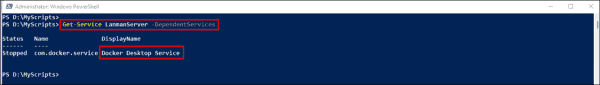 PowerShell を使用して LanmanServer 上の依存サービスを表示する