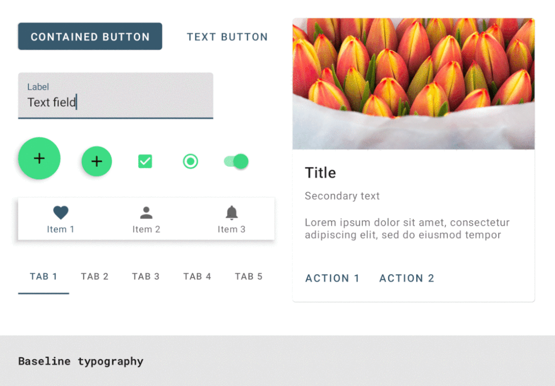 △ Material 组件响应主题级的字体样式覆写